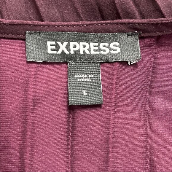Express Women’s Purple Long Sleeve Pleated Wrap Blouse Size L - Picture 6 of 8